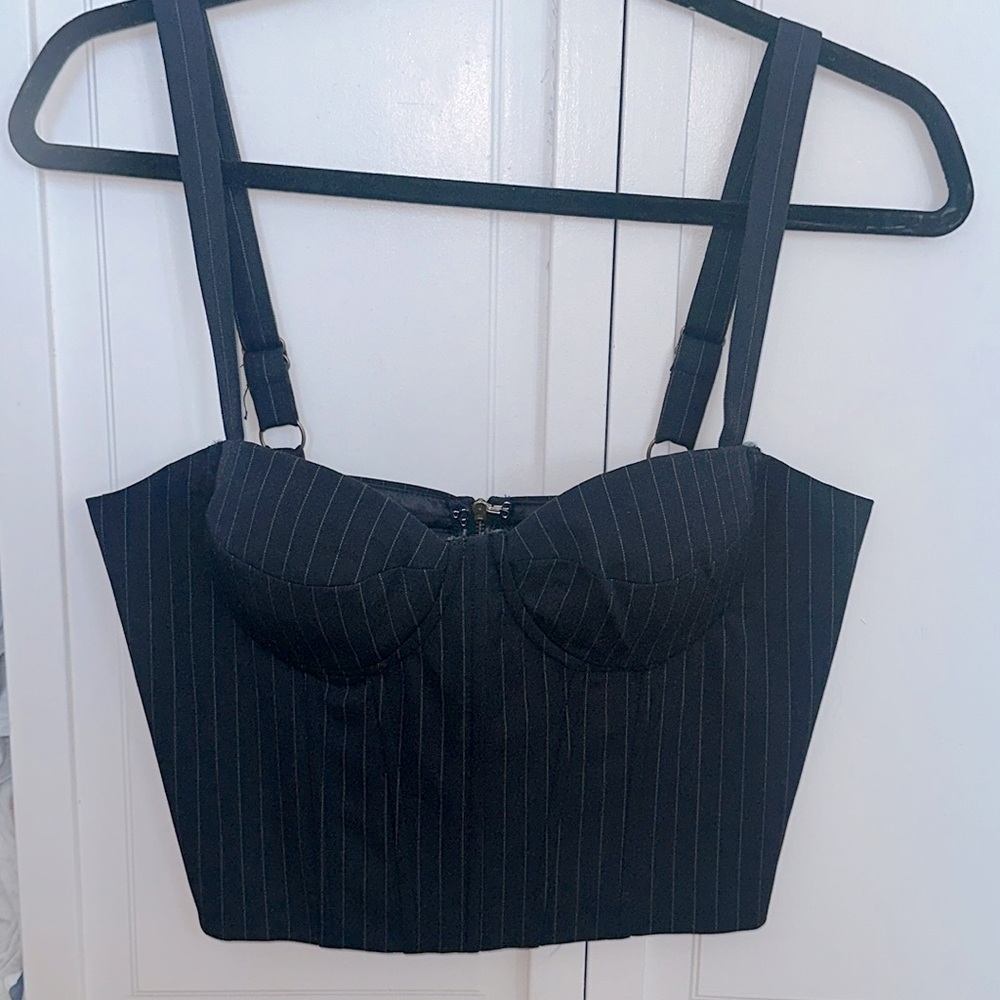 AQUA navy pinstripes bustier - size xs